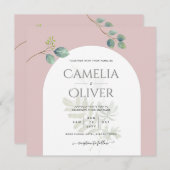 Invitation Eucalyptus Feuilles superposition Mariage Arche (Devant / Derrière)