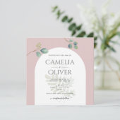 Invitation Eucalyptus Feuilles superposition Mariage Arche (Debout devant)