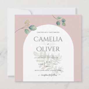 Invitation Eucalyptus Feuilles superposition Mariage Arche