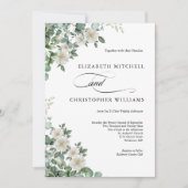 Invitation Eucalyptus Fleurs blanches Verdure Mariage élégant (Devant)