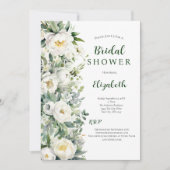 Invitation Eucalyptus Floral Blanc Fête des mariées verte (Devant)