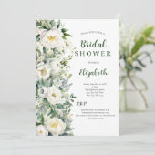 Invitation Eucalyptus Floral Blanc Fête des mariées verte (Debout devant)