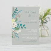 Invitation Eucalyptus floral Boho vert nuptiale douche (Debout devant)