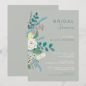 Invitation Eucalyptus floral Boho vert nuptiale douche (Devant / Derrière)