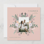 Invitation Eucalyptus Floral chic boho vert merci (Devant)