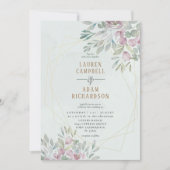 Invitation Eucalyptus floral Geo Lines Sage Green Mariage (Devant)