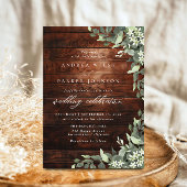 Invitation Eucalyptus Floral Greenery Rustic Wood Wedding