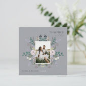 Invitation Eucalyptus floral Lavender Boho Merci vert (Debout devant)