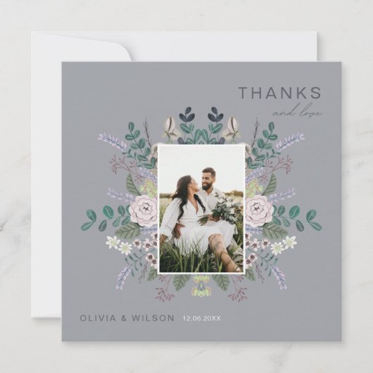Invitation Eucalyptus floral Lavender Boho Merci vert (Devant)