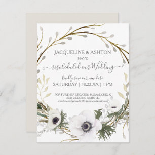 Invitation Eucalyptus floral Mariage reprogrammé gris n blanc