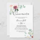 Invitation Eucalyptus Floral Quinceañera (Devant)