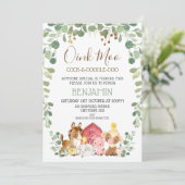 Invitation Eucalyptus Foliage Animaux de ferme Anniversaire (Debout devant)