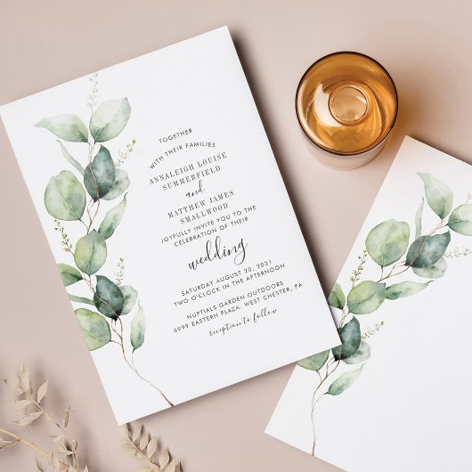Invitation Eucalyptus Foliage Botanique Mariage de verdure
