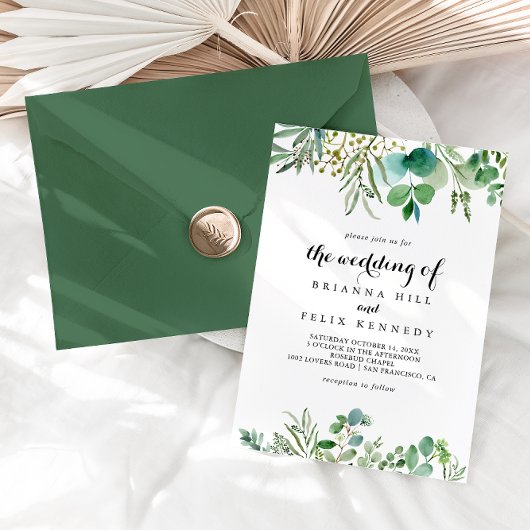 Invitation Eucalyptus Foliage Calligraphie Le Mariage De