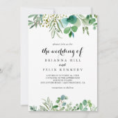 Invitation Eucalyptus Foliage Calligraphie Le Mariage De (Devant)