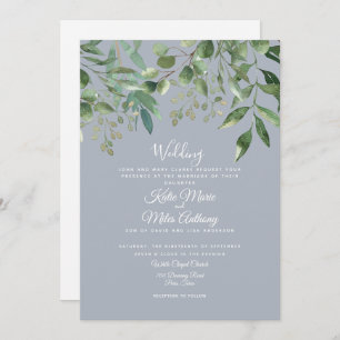 Invitation Eucalyptus Foliage Dusty Blue Mariage Invit