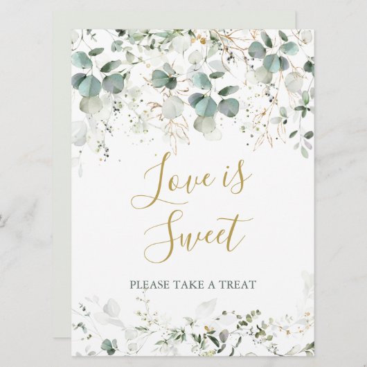 Invitation Éucalyptus Foliage L'amour est un Mariage doux (Devant / Derrière)