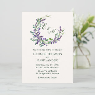 Invitation Eucalyptus Foliage Lavande Mariage