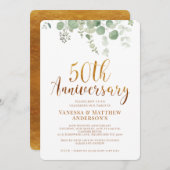 Invitation Eucalyptus Foliage Or 50e anniversaire (Devant / Derrière)