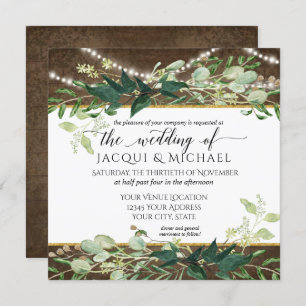 Invitation Eucalyptus Foliage Rustic Lights WinMariage