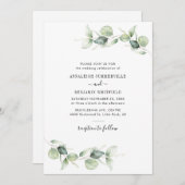 Invitation Eucalyptus Foliage Vert Mariage rustique (Devant / Derrière)