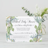 Invitation Eucalyptus Foliage Wreath Virtual Baby Boy Douche (Debout devant)