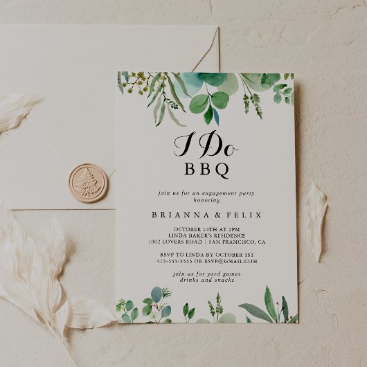 Invitation Eucalyptus Foliing I Do BBQ Engagement Party