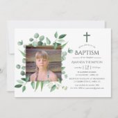 Invitation Eucalyptus Forêt de verdure Baptême ou Christening (Devant)