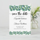 Invitation Eucalyptus Formal Elegant Enregistrer la date (Debout devant)