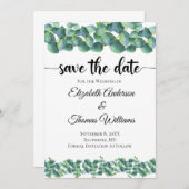 Invitation Eucalyptus Formal Elegant Enregistrer la date (Devant / Derrière)