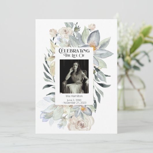 Invitation Eucalyptus Frame Memorial Ordre du service Program (Debout devant)