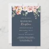 Invitation Eucalyptus Garden Rose Floral Mariage Réception (Devant)