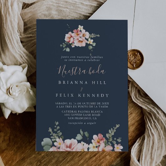 Invitation Eucalyptus Garden Rose Floral Nuestra Boda Mariage