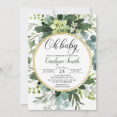 Invitation Eucalyptus Genre Neutre Oh Baby shower (Devant)