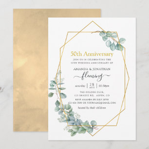 Invitation Eucalyptus géométrique 50e anniversaire de Mariage