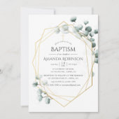 Invitation Eucalyptus géométrique baptême (Devant)