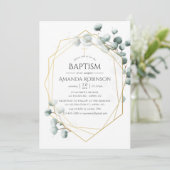 Invitation Eucalyptus géométrique baptême (Debout devant)