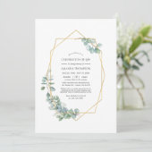 Invitation Eucalyptus géométrique Célébration de la vie Photo (Debout devant)