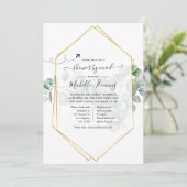 Invitation Eucalyptus géométrique Fête des mariées par courri (Debout devant)