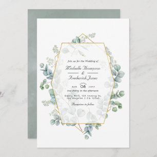 Invitation Eucalyptus géométrique QR Code RSVP Garden Wedding