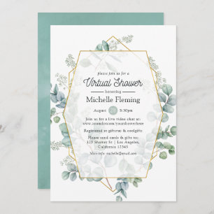 Invitation Eucalyptus géométrique Virtual Baby ou Fête des ma