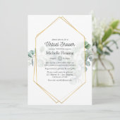 Invitation Eucalyptus Géométrique Virtual Bride ou Baby showe (Debout devant)