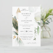 Invitation Eucalyptus Glow Gold Green 2 Mariage (Debout devant)