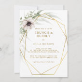 Invitation Eucalyptus Gold Brunch géométrique et Bubbly (Devant)