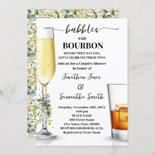Invitation Eucalyptus Gold Bubbles & Bourbon Couples Douche