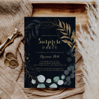 Eucalyptus Gold Calligraphie Blue Surprise Party