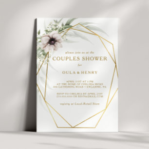 Invitation Eucalyptus Gold Couples géométriques douche