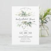 Invitation Eucalyptus Gold Floral (Debout devant)