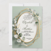 Invitation Eucalyptus Gold Geometric Frame Wedding Invite (Devant)