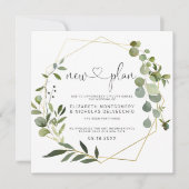 Invitation Eucalyptus Gold Géométrique | Mariage reporté (Devant)